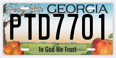 GA license plate PTD7701