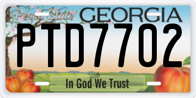 GA license plate PTD7702