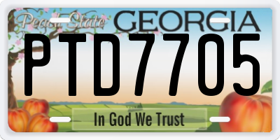 GA license plate PTD7705