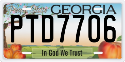 GA license plate PTD7706