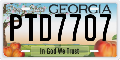 GA license plate PTD7707