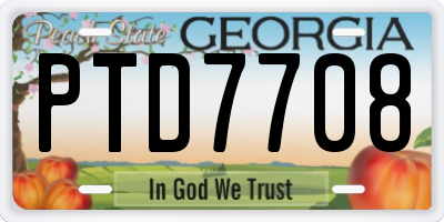 GA license plate PTD7708