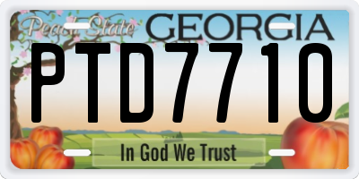 GA license plate PTD7710