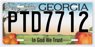 GA license plate PTD7712
