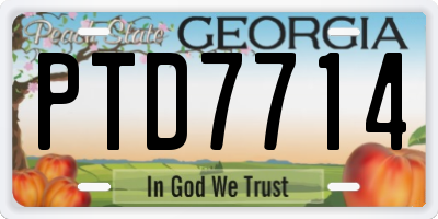 GA license plate PTD7714
