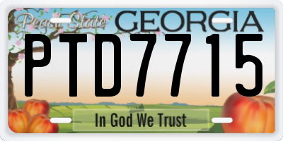 GA license plate PTD7715