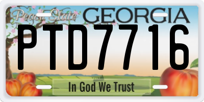 GA license plate PTD7716
