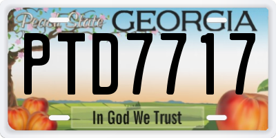 GA license plate PTD7717