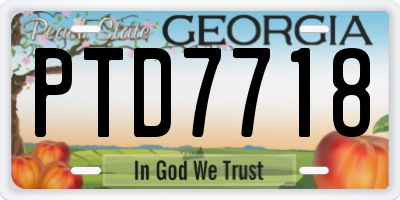 GA license plate PTD7718