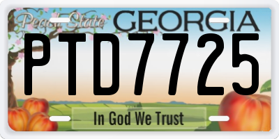 GA license plate PTD7725