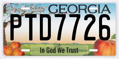GA license plate PTD7726
