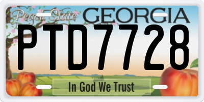 GA license plate PTD7728