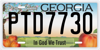 GA license plate PTD7730
