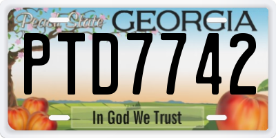 GA license plate PTD7742