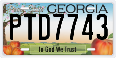 GA license plate PTD7743