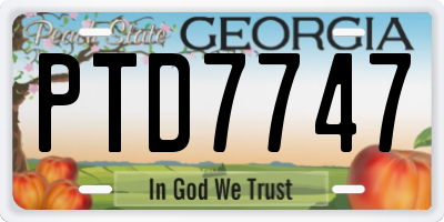 GA license plate PTD7747