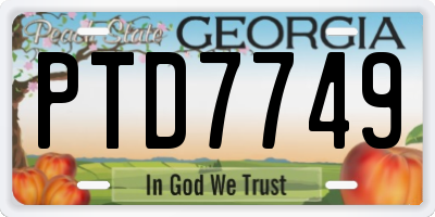 GA license plate PTD7749