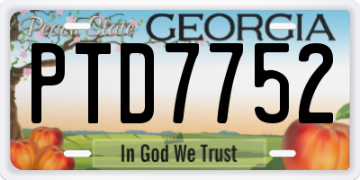 GA license plate PTD7752