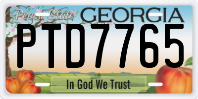 GA license plate PTD7765