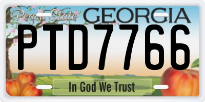 GA license plate PTD7766
