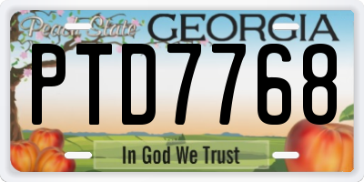 GA license plate PTD7768