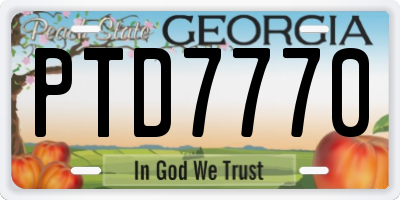 GA license plate PTD7770
