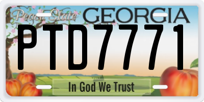 GA license plate PTD7771