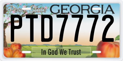 GA license plate PTD7772