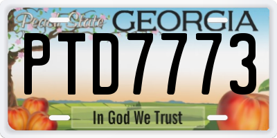 GA license plate PTD7773