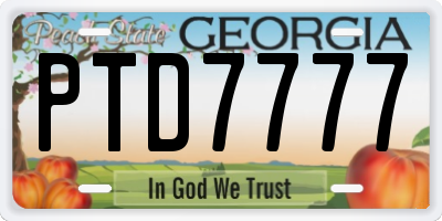 GA license plate PTD7777