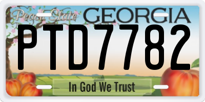 GA license plate PTD7782