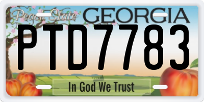 GA license plate PTD7783