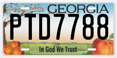 GA license plate PTD7788