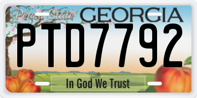 GA license plate PTD7792