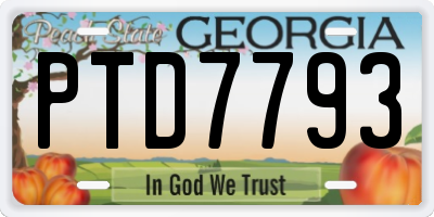 GA license plate PTD7793