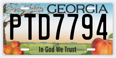 GA license plate PTD7794