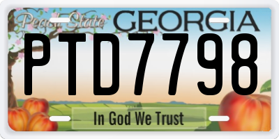 GA license plate PTD7798