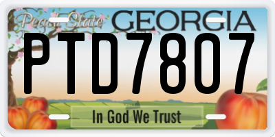 GA license plate PTD7807