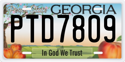 GA license plate PTD7809