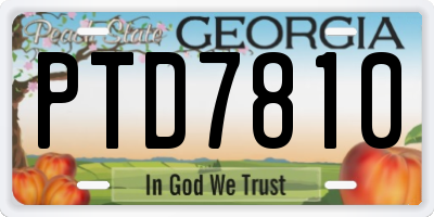 GA license plate PTD7810