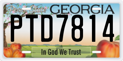GA license plate PTD7814