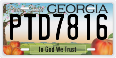 GA license plate PTD7816
