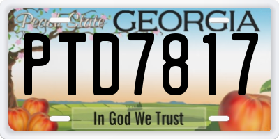 GA license plate PTD7817