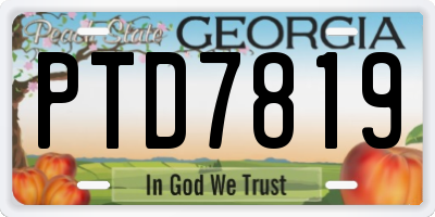 GA license plate PTD7819