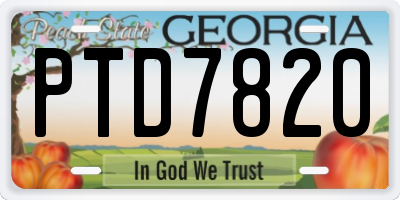 GA license plate PTD7820