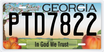 GA license plate PTD7822