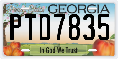 GA license plate PTD7835