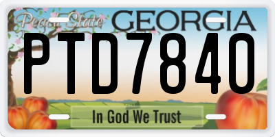 GA license plate PTD7840