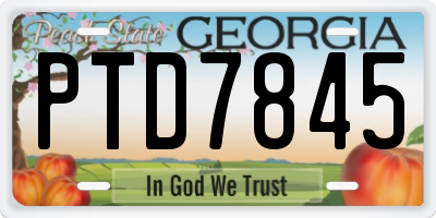 GA license plate PTD7845