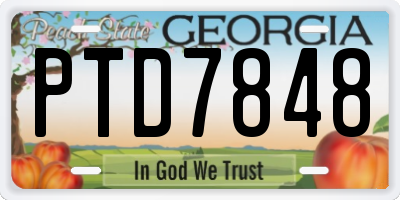 GA license plate PTD7848
